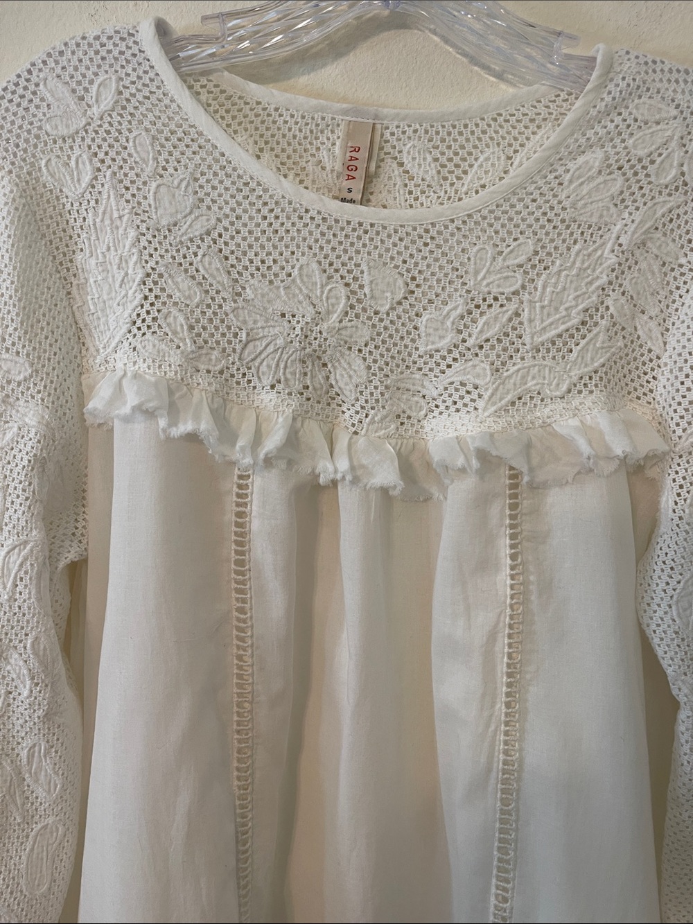 RAGA White Cotton Crochet Boho Tunic/Cover-Up - Picture 7 of 16
